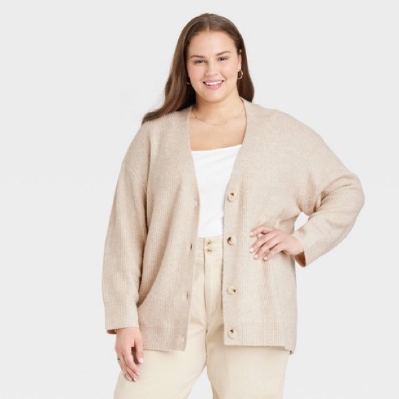 a new day Sweaters Womens Button Front Cardigan A New Day Oatmeal